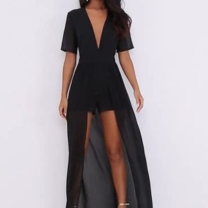 Black Maxi Overlay Romper